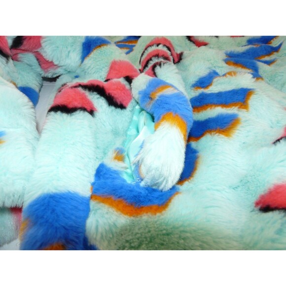 Charlie Luciano Milano Rare Limited Teal Blue Fuzzy Allover Print Snap Jacket - Picture 6 of 16